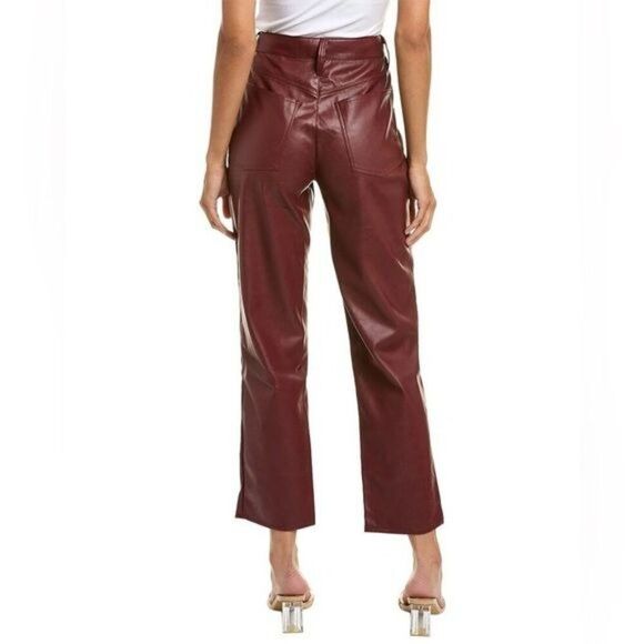 New Madewell The Plus Perfect Vintage Straight Jean Faux Leather in Cabernet 27 - Picture 5 of 14